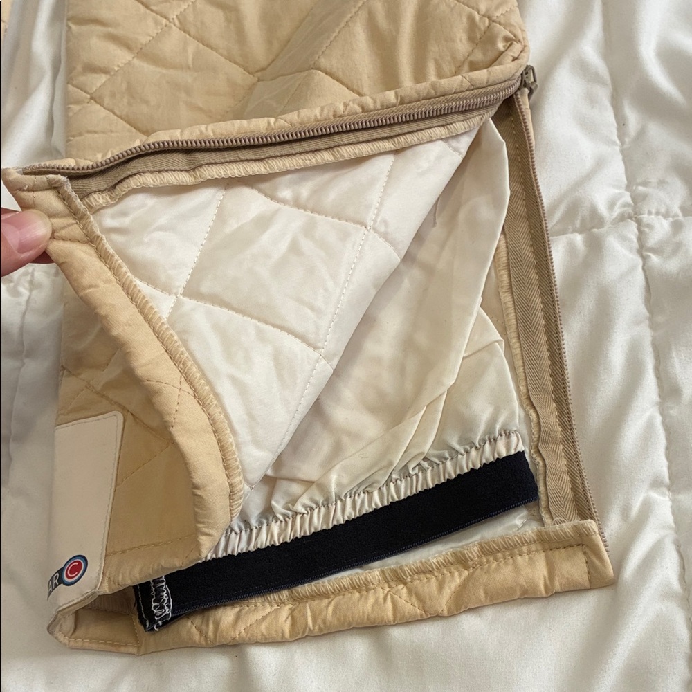 Vtg Colmar Women's Ski Pants Jumpsuits with Striped Suspenders Beige Size 6 - Picture 12 of 16